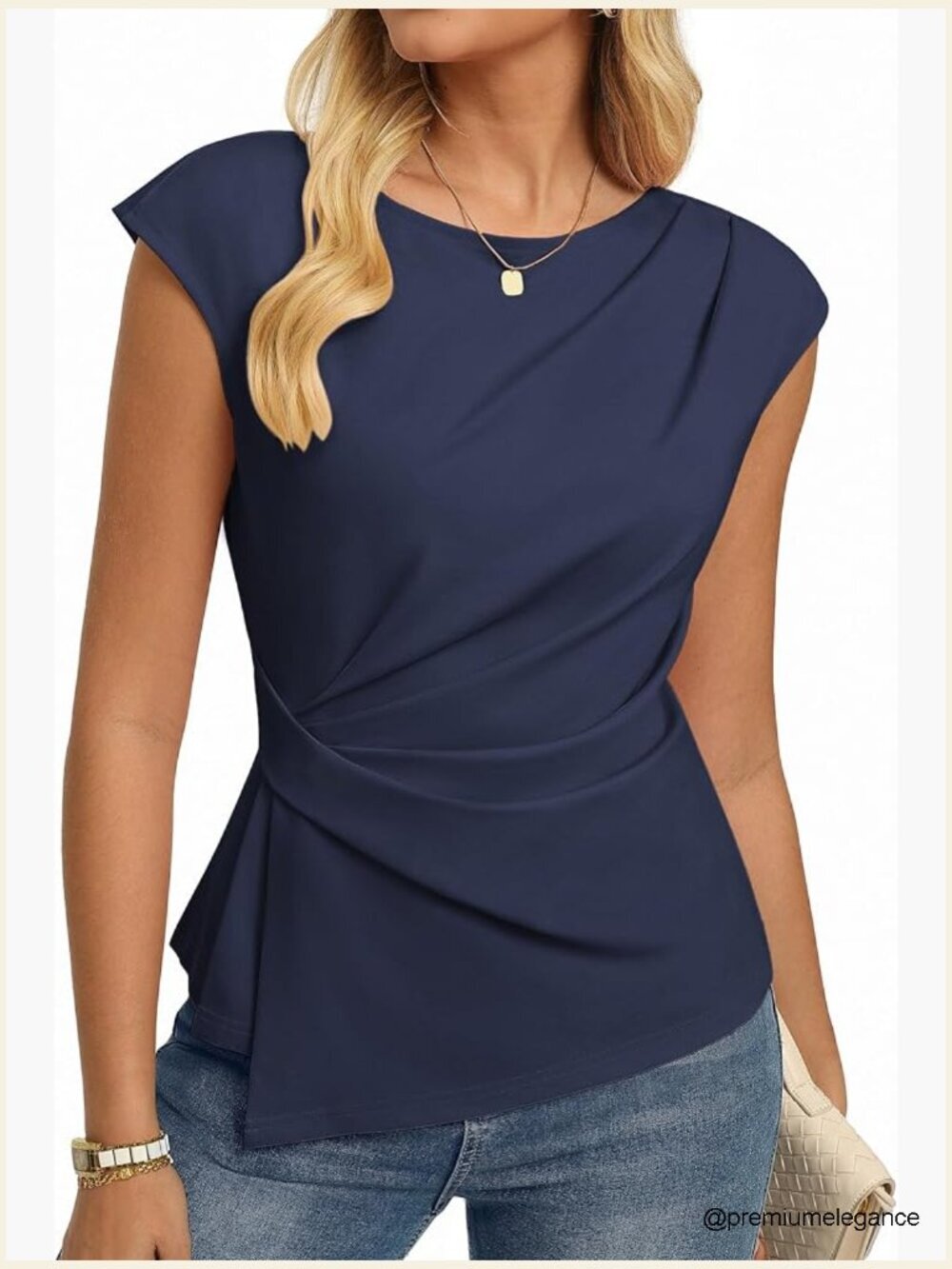 Slim Fit Peplum Blouse with Cap Sleeves - Office to Evening Top
